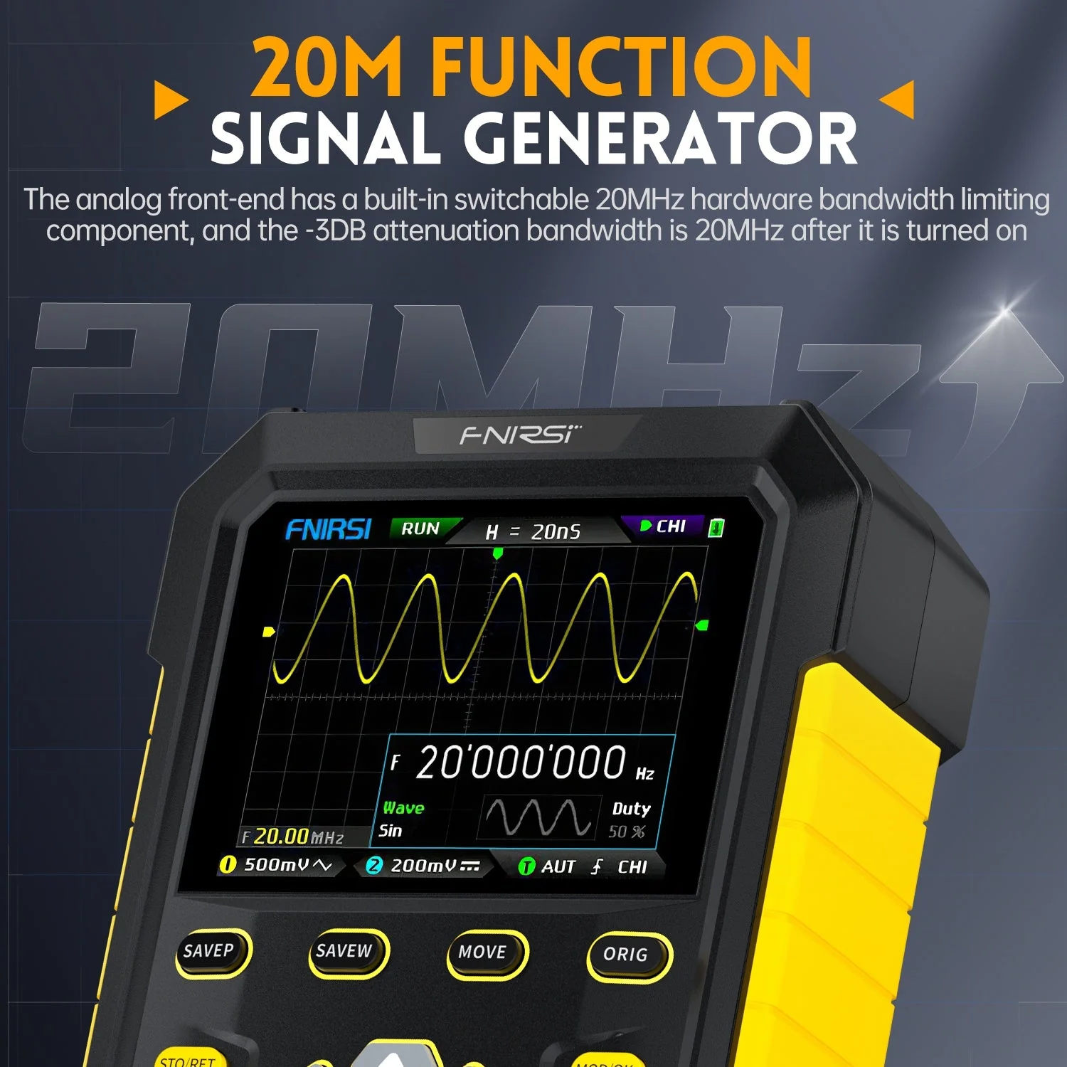 FNIRSI® DPOX180H 2-IN-1 Dual Channel 180MHz 500MS/s Digital Phosphor Oscilloscope Signal Generator - Image 14