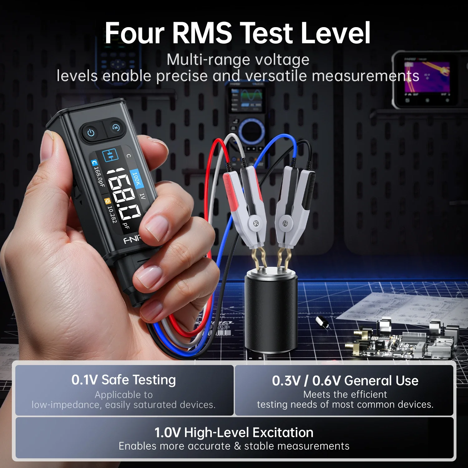 FNIRSI® LCR-ST2 100K LCR ESR Meter 2-in-1 Digital Tweezers Bridge - Image 6