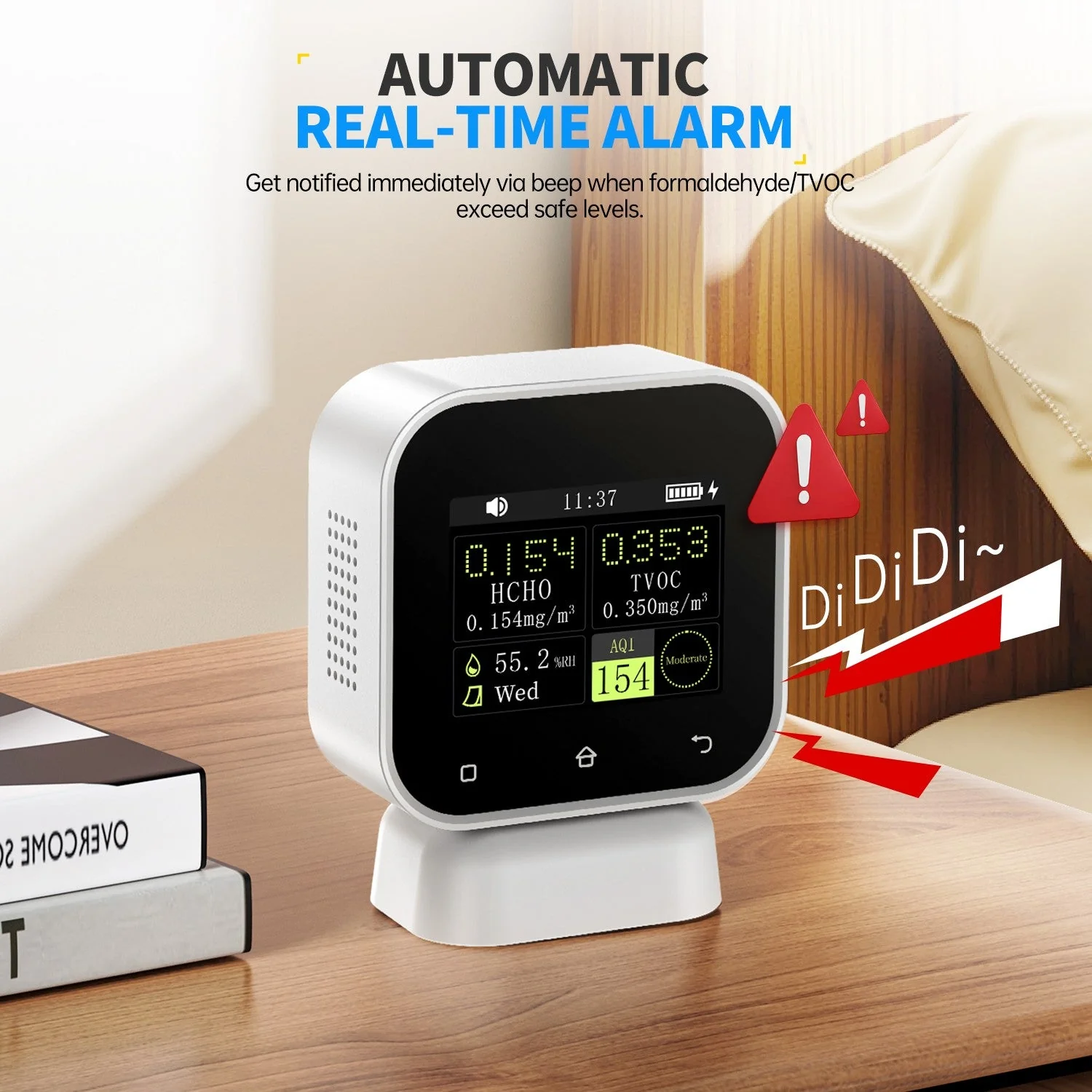 FNIRSI® SFD-02 4-IN-1 Indoor Air Quality Monitor Touchscreen Formaldehyde Detector HCHO TVOC Tester - Image 6